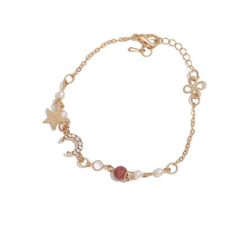 Pulseira de lua crescente e estrela para mulheres, presente de Dia dos Namorados para namoradas, joia da moda, acessório