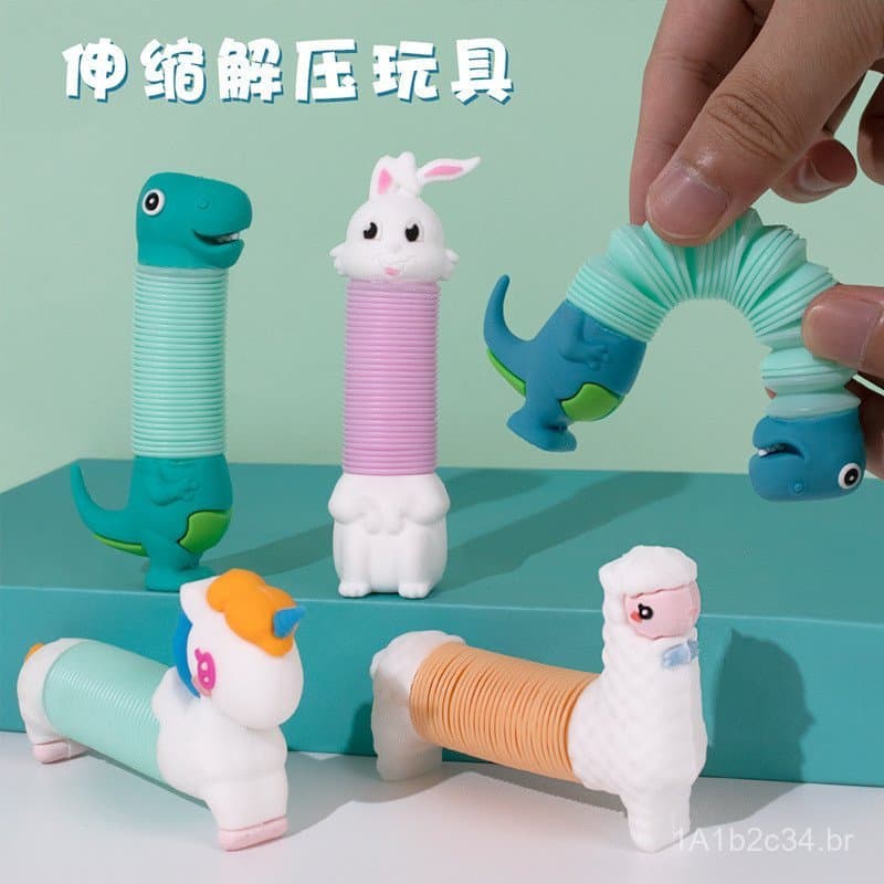 Novo Brinquedo Tubo Telescópico de Unicórnio Pop Tube, Brinquedo Infantil Versátil, Elástico, Divertido e Antiestresse