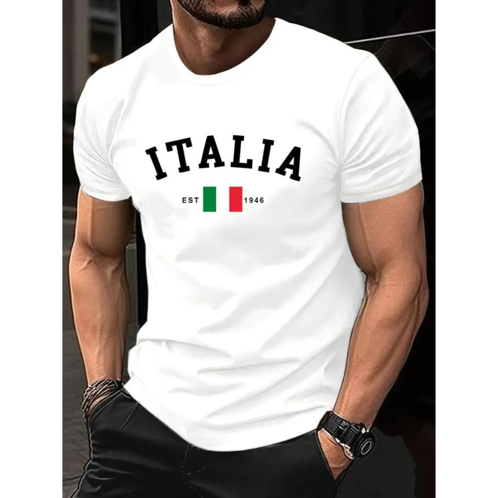 Camiseta Masculina Camisa Estampada Itália Street 100% algodão Básica ,casual dia dia estilosa