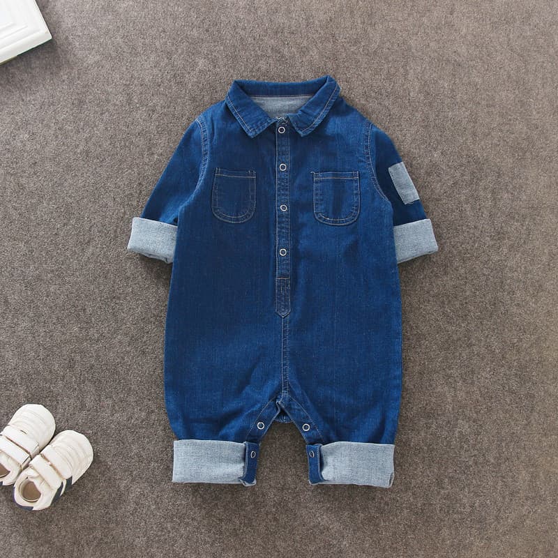 Bebê Denim macacão roupas de bebê menino recém-nascido puro algodão macacão da criança 0-1 anos de idade meninas outono