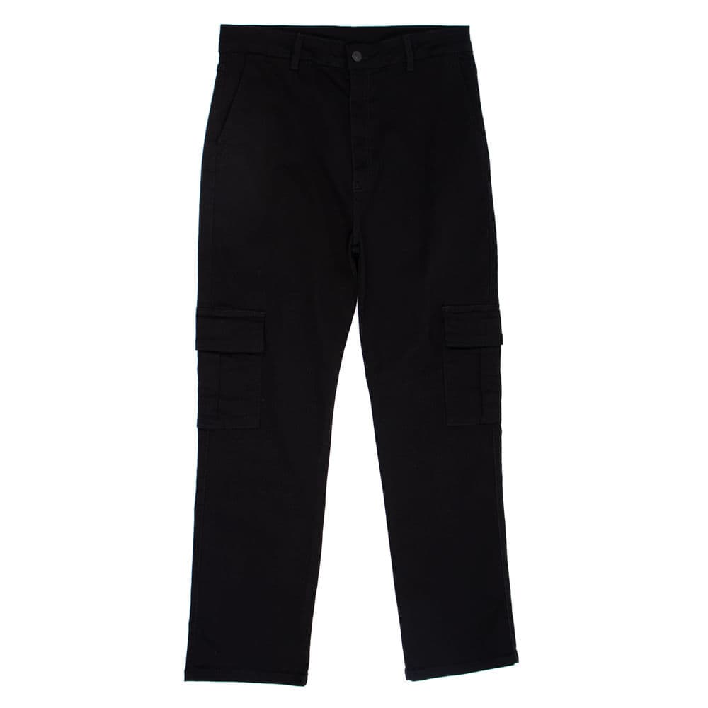 Calça Feminina Sawary Plus Size Cargo Sarja Preto