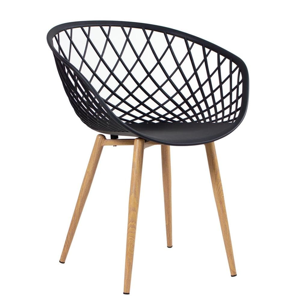 Cadeira de jantar Clarice Nest com design moderno e anatômico - Preto