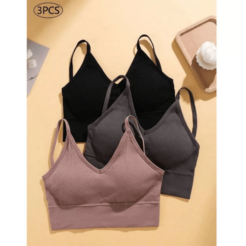 Kit 3 ou 2 TOP Academia Feminino Premium Canelada Ajustavel Alta Sustentação Fitness Dia a Dia