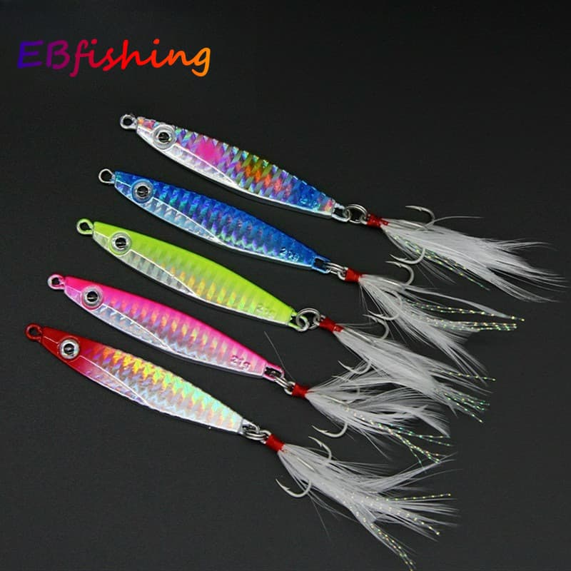 1 Pçs 7g/10g/14g/17g/21g/30g Fsihing Metal Gabarito Gancho Spinner Isca Laser Iscas Duras Afundamento Lento