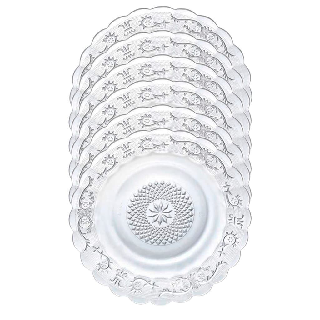 Conjunto 12 Pratos Fundo De Vidro Resistente Louça Egípcio 20 Centimetros