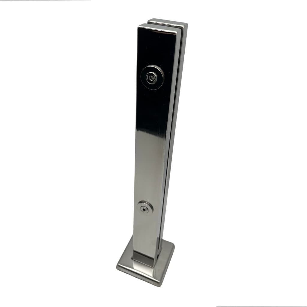 Torre Coluna Inox 304 40cm 2 Furos Polido Guarda Corpo Vidro Segurança Sacada Escada
