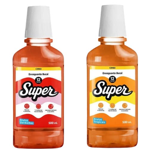 ENXAGUANTE  BUCAL SUPER 12H FRUTAS TROPICAIS E FRUTAS VERMELHAS 500ml CIMED