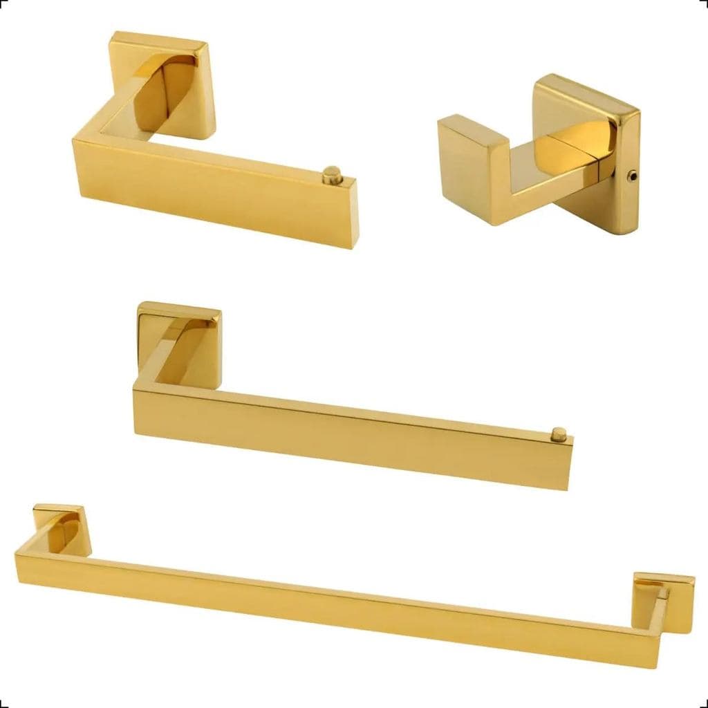 Kit Acessórios Para Banheiro Aço Inox Premium Cromado 4 Peças
