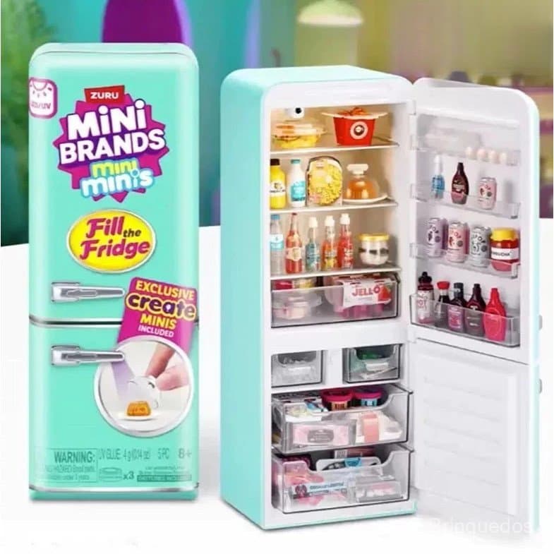 ZURU Mini Brands Toy Geladeira , Simulação E Conjunto De Alimentos Em Miniatura