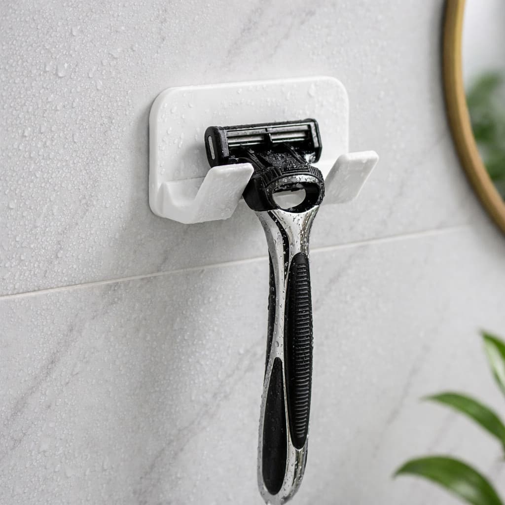 Suporte para Barbeador Adesivo 3M Kit 2x – Sem Furo, Alta Fixação, Organizador de Banheiro