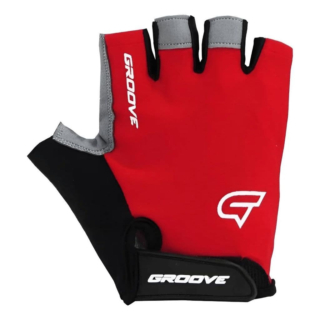 LUVA CICLISMO GROOVE GR1 MEIO DEDO VERMELHA CONFORTO