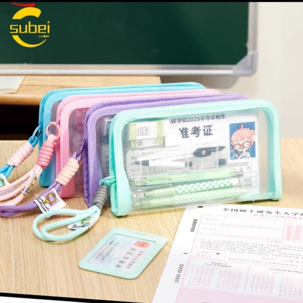 Saco De Caneta SUBEI , Lápis De PVC Portátil , Organizador De Papelaria Transparente De Grande Capacidade