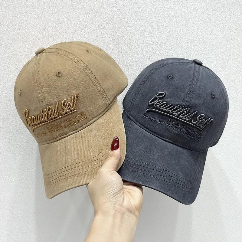Boné de Beisebol Unissex em Algodão Lavado, Boné Snapback de Topo Macio, Bordado Tridimensional Simples para Homens e Mu