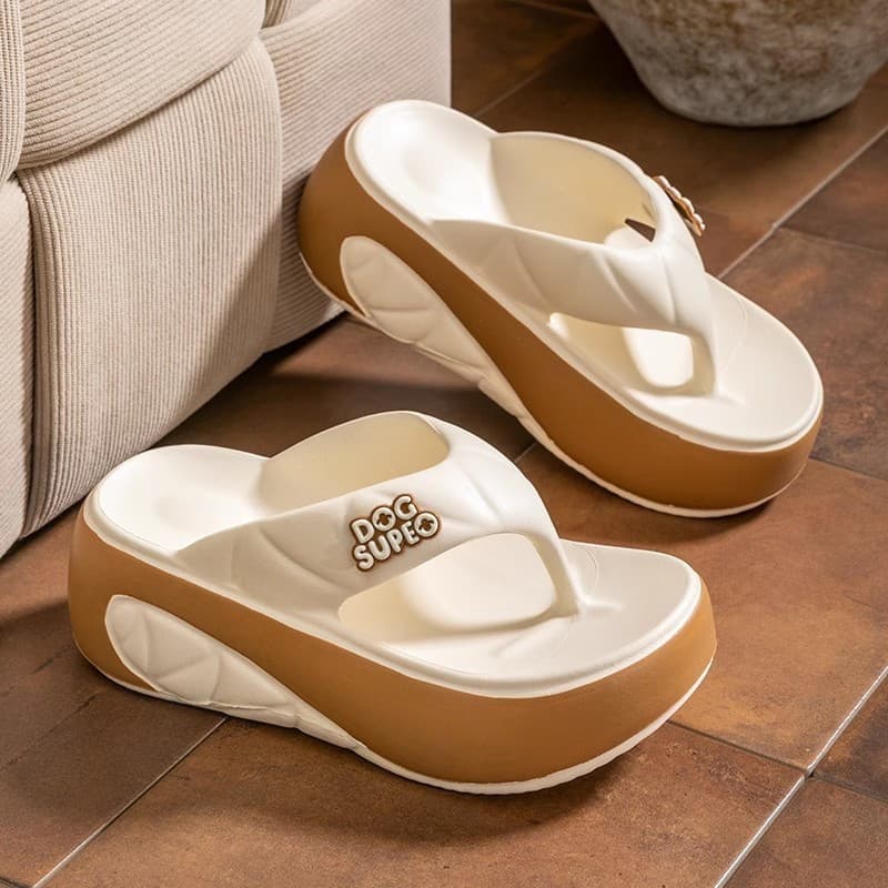 Novo Estilo Flip-Flops Para Mulheres Verão Ao Ar Livre Usar Sola Grossa Cor Combinando Simples Moda Antiderrapante Sandá