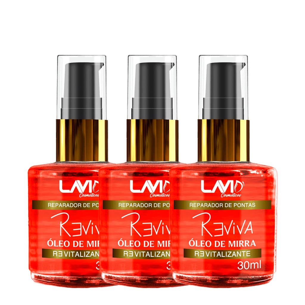 Kit 3 Oleo Reparador De Mirra Revitalizante 30ml Lavid