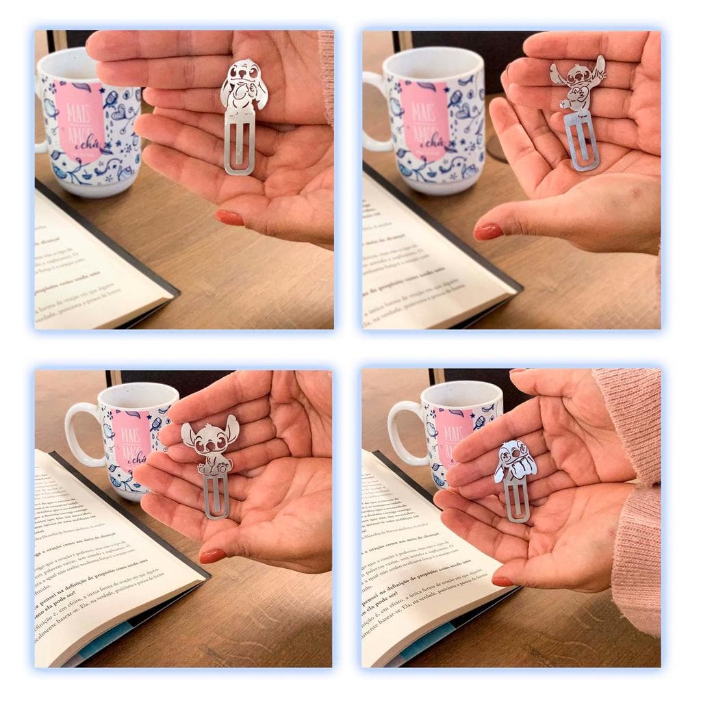 Kit 4 Marca Página Clips Stitch Lilo & Stitch Papelaria Fofa Papel Livros Agenda Planner Decoração