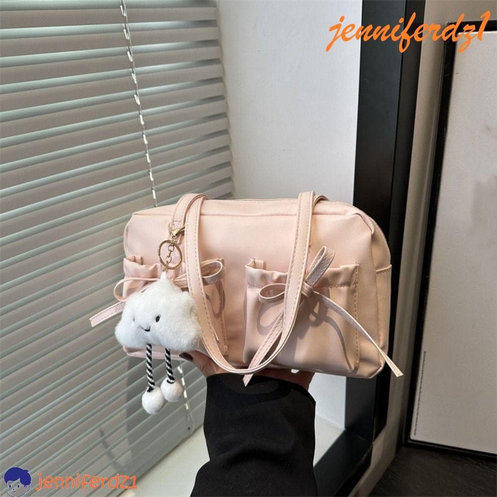 JENNIFERDZ1 Bolsa De Ombro Boston , Elegante Boliche Estilo Francês Com Laço , Bolsas Femininas De Grande Capacidade