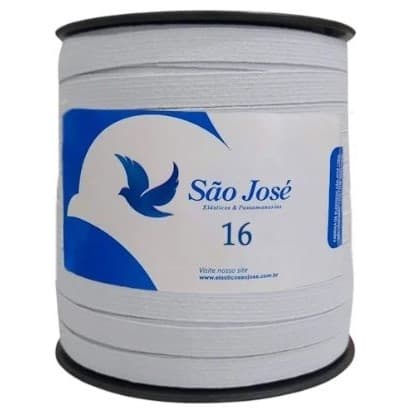 Elástico sao jose n°16 rolo c/1pç  branco 100mt 10mm algodao