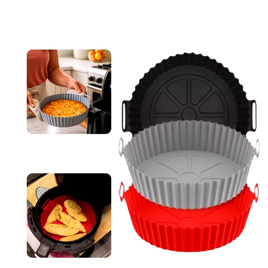 Forma Air Fryer Fritadeira Microondas Com Alça Reutilizavel Silicone / descartavel