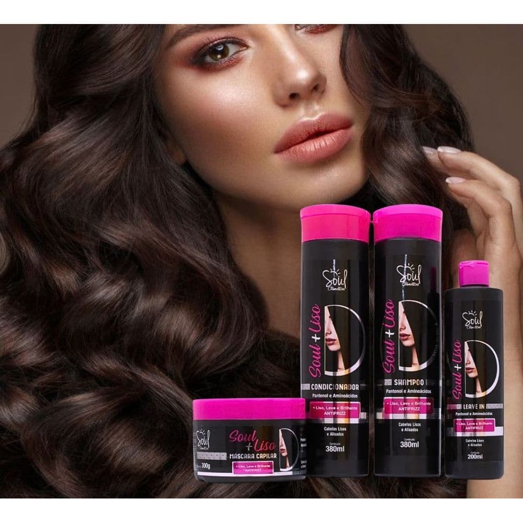 kit Soul + Liso Garantido Com Shampoo, Condicionador, Máscara Capilar e Leave-In