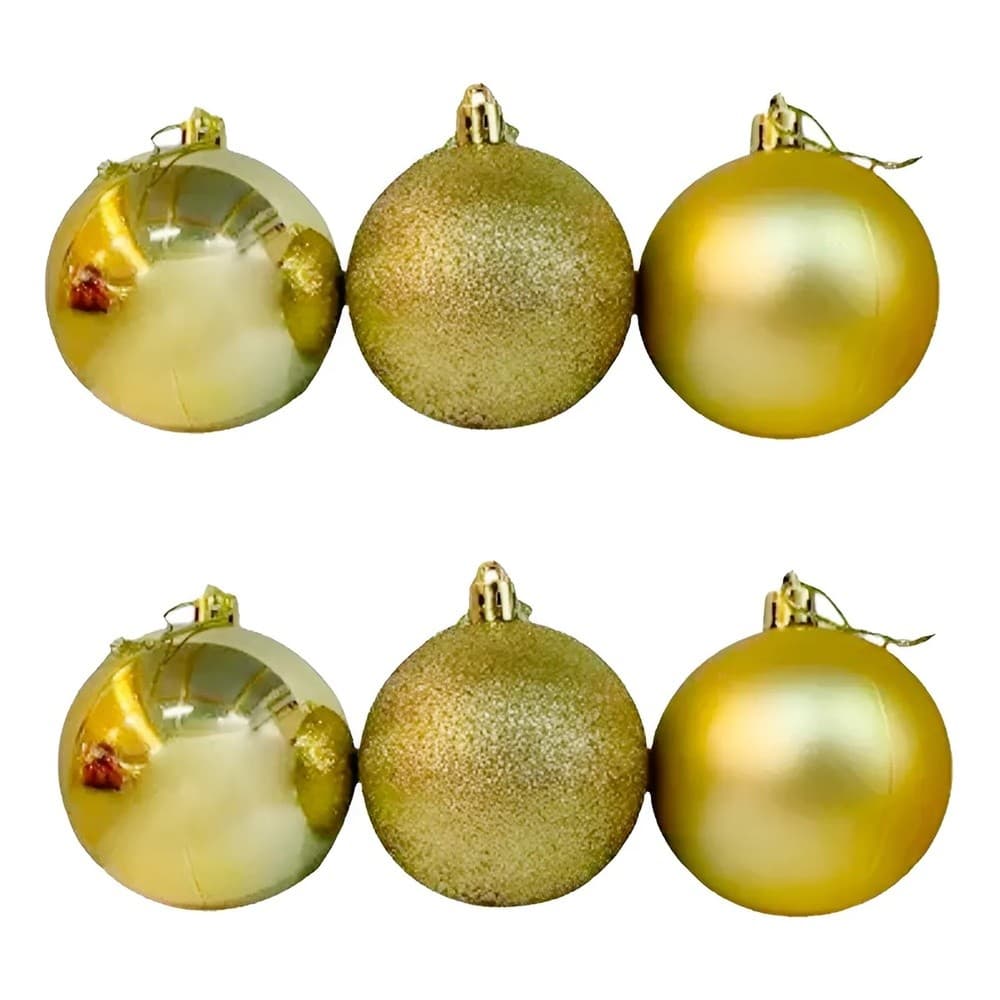 Kit 6 Bolas Douradas Decoracao arvore de natal Nº 4 (4 cm)