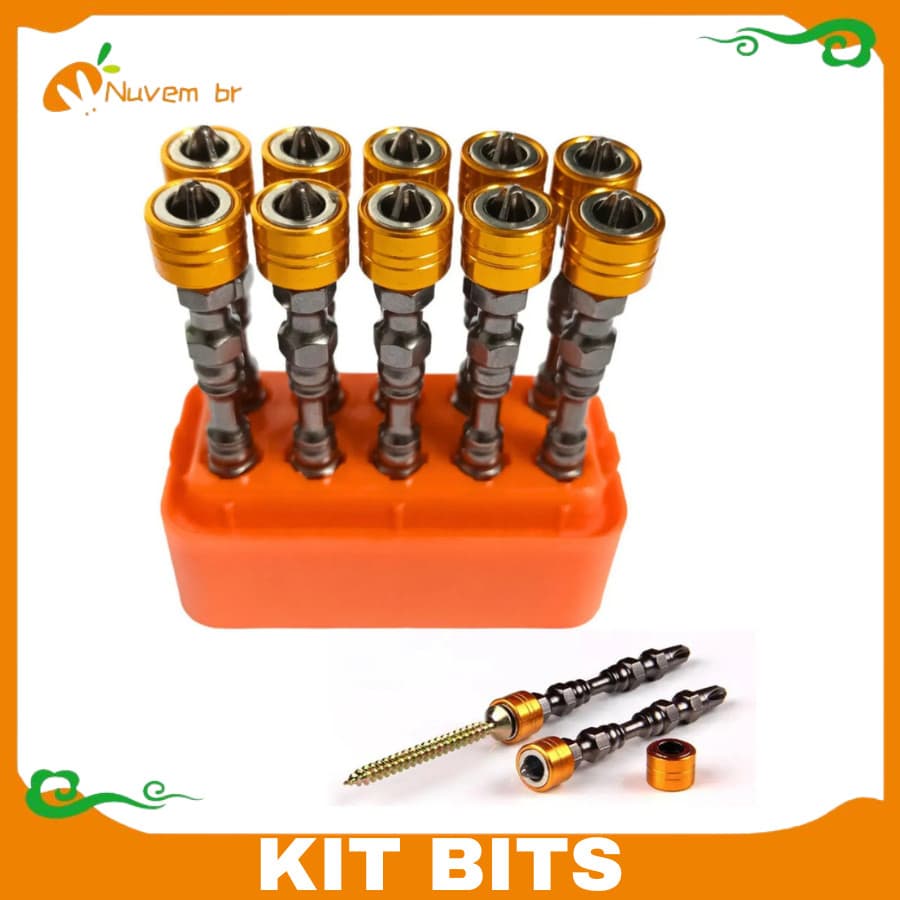 Kits Bits Parafusadeira ph2 Ponteira Dupla Magnetica Imantada Com Limitador - NUVEM