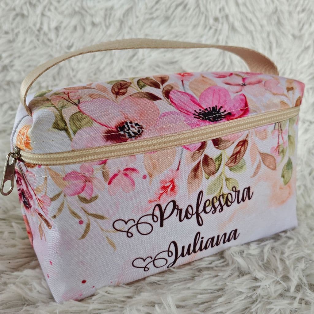 💕 Necessaire Personalizada Floral ROSA com Nome