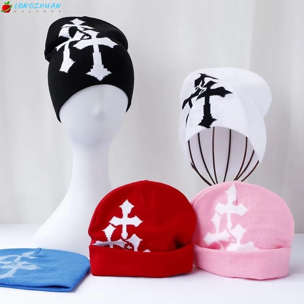 LONNGZHUAN Chapéu De Tricô , Chapéus Quentes De Casal De Fibra Y2k , Crucifixo Para Manter O Calor , Gorros Masculinos E