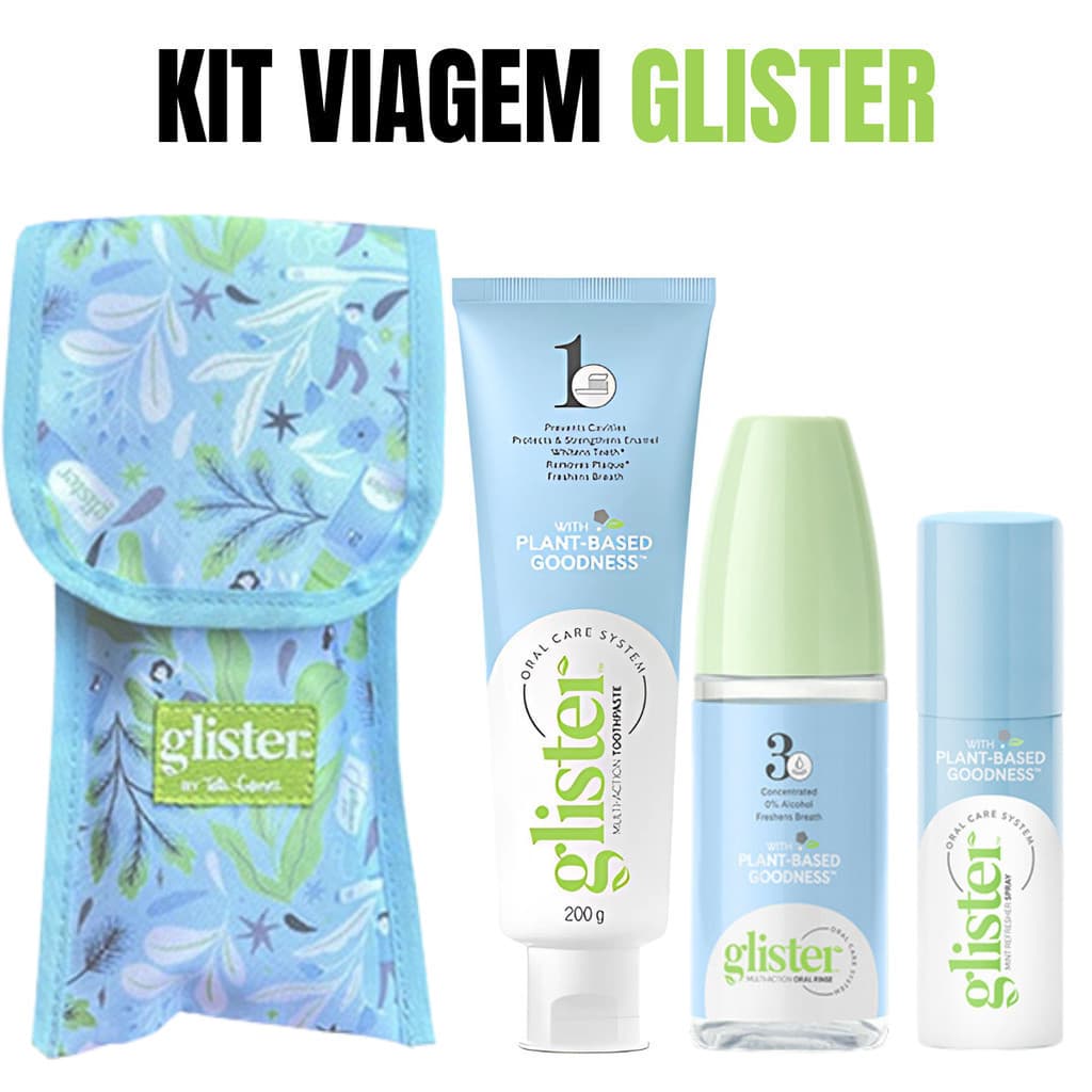 Kit Bolsa Glister Estojo + Creme Dental + Exaguante + Spray