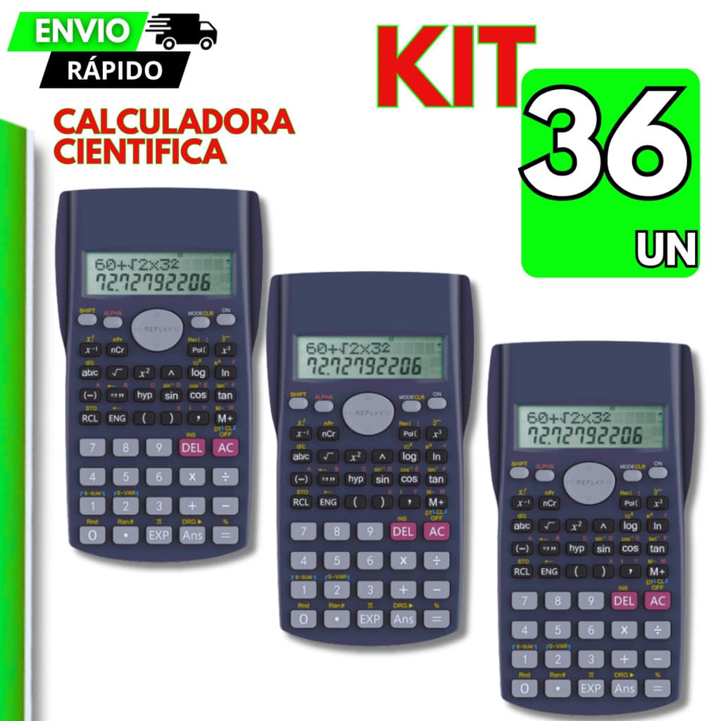 Kit 36 - Calculadora Científica Operações Matemáticas Faculdade Trabalho Finanças Engenharia