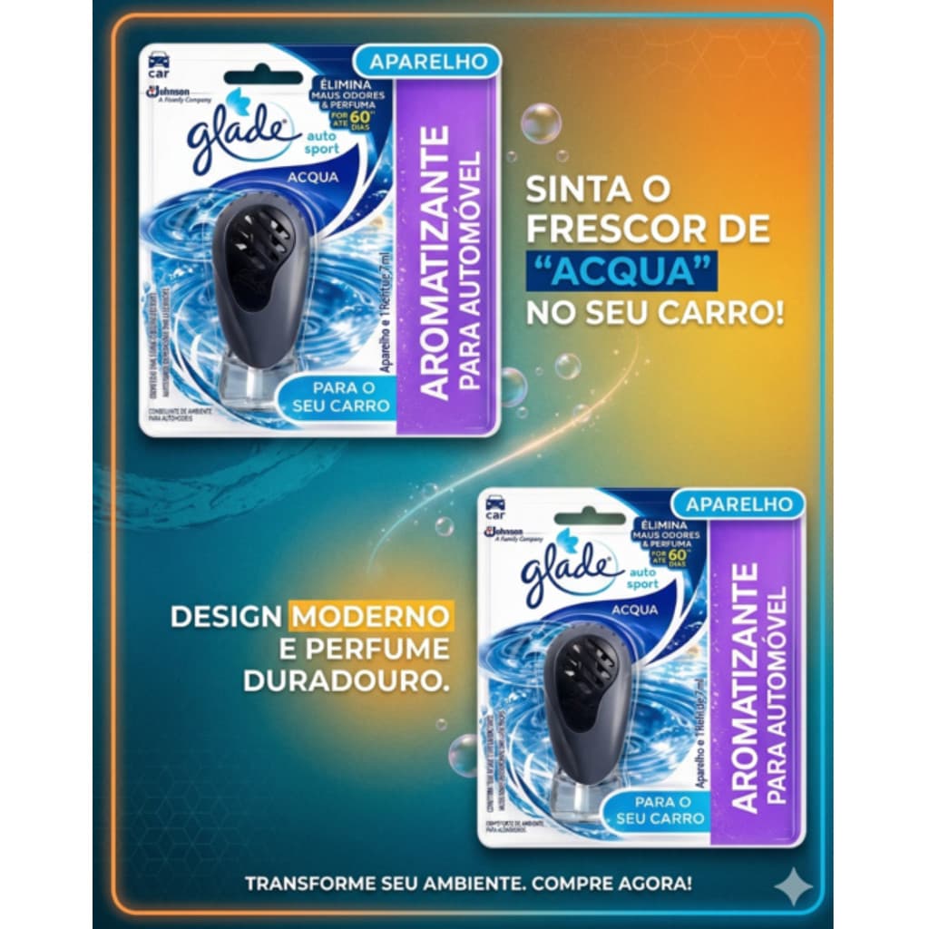 Kit Com 2 Glade Auto Sport Acqua 7ml Aromatizador Para Carro Com Aparelho