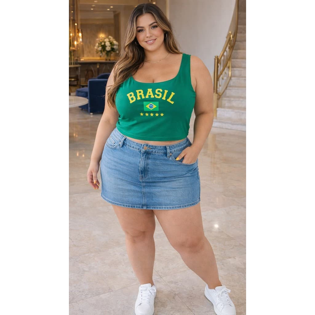 Blusa Regata Do Brasil Plus Size Confortável Várias Cores