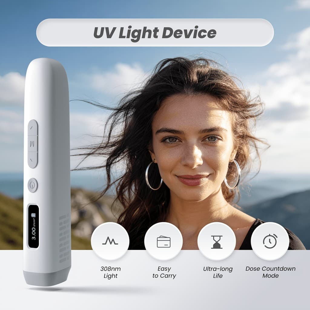 Dispositivo De Lâmpada De Fototerapia KTS Para Vitiligo 308NM UV Banda Estreita Luz Ultravioleta Manchas De Psoríase Ecz