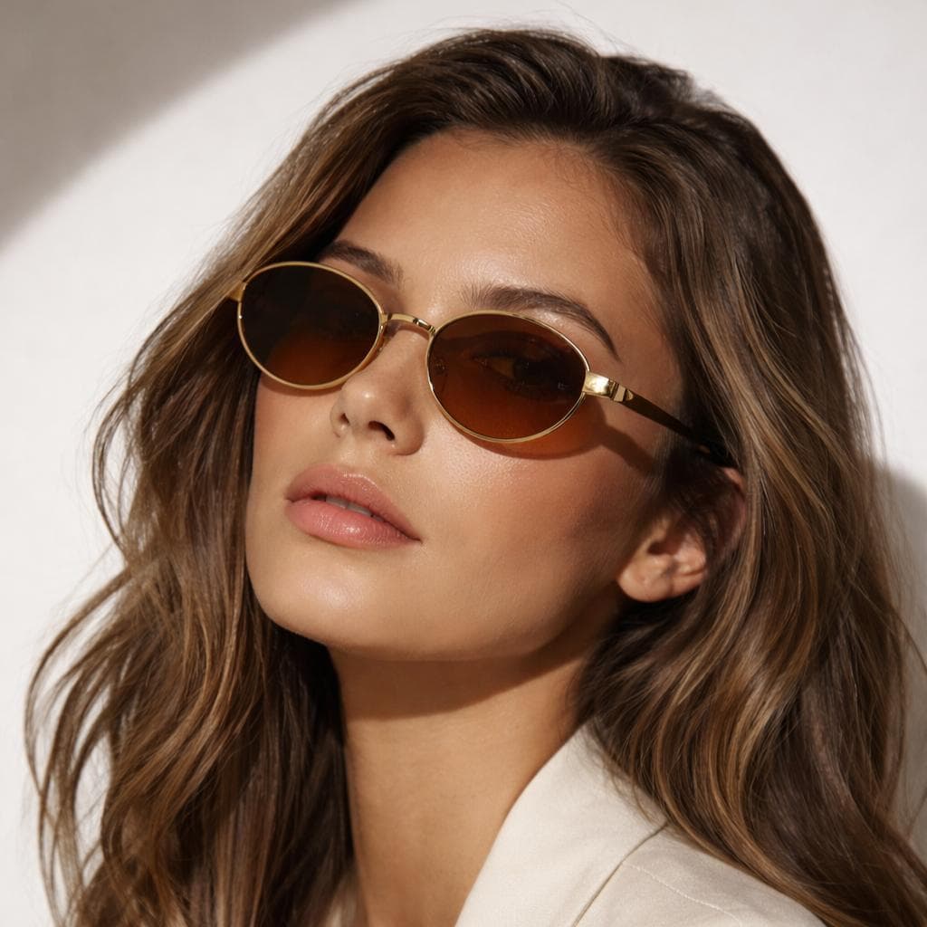 VINTAGE Óculos Gold Classic Premium Marrom – Estilo Retrô Luxo