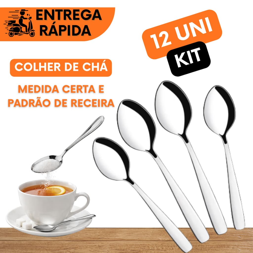COLHERES DE CHÁ COM 13CM PARA MEXER COM AÇUCAR ADOCANTE  NÃO ENFERRUJA CAFE DA MANHA E TARDE
