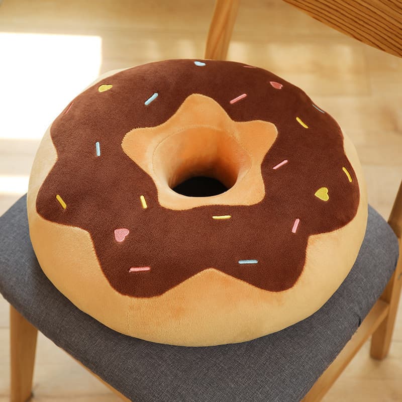 Travesseiro de rosquinha de desenho animado, boneca, brinquedo de pelúcia, Chocolate, rosquinha, pão, almofada redonda,