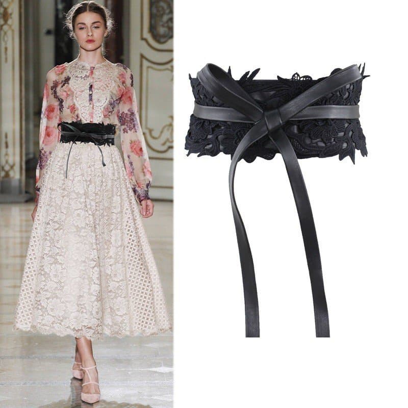 Cinto de renda estilo coreano para mulheres, largo, elegante, versátil, decorativo, adequado para vestidos e suéteres, c