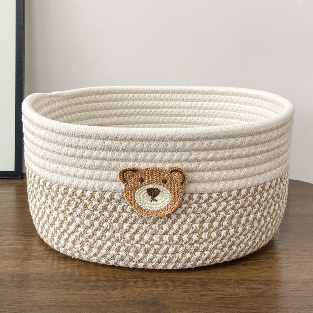 Cesta De Armazenamento De Lanche Fofa Tecida Com Corda De Algodão , Criativo De Controle Remoto De Mesa Para Casa