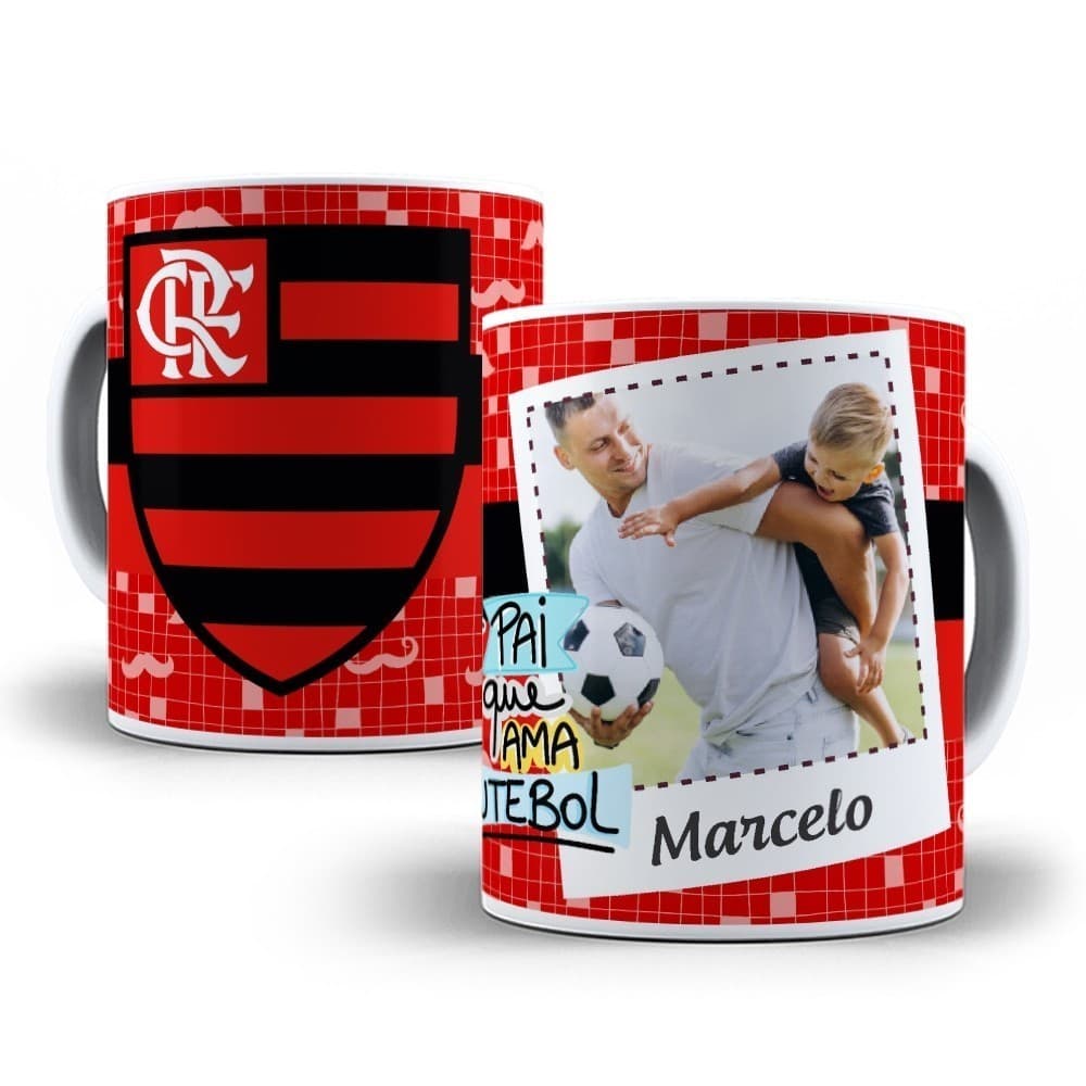 Caneca  Personalizada dia dos Pais Times Com Foto e Nome Pai que ama futebol