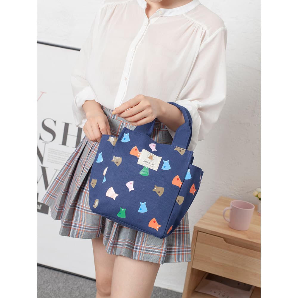 Venda quente novo estilo japonês engrossado lona almoço saco lancheira saco Casual mãe portátil feminino pequeno transpo
