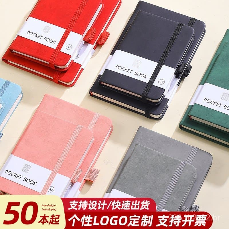 Caderno de bolso A7 para negócios no atacado, caderno simples com capa de couro macio, mini bloco de anotações, planejad