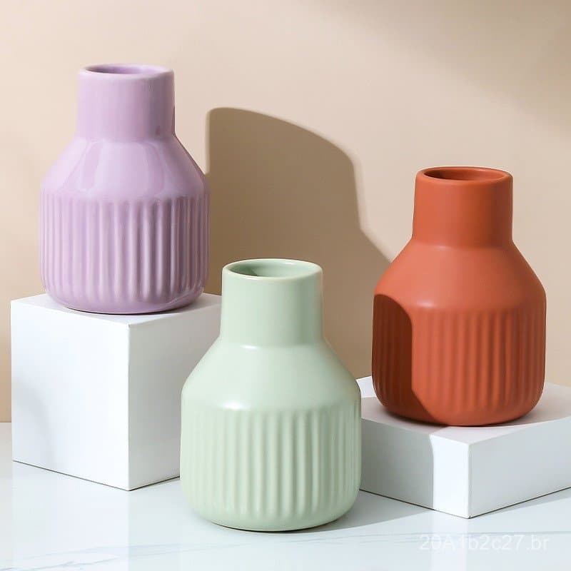 Vaso em estilo ins, vaso de cerâmica de alta estética, vaso pequeno criativo nórdico para flores secas, ornamento decora