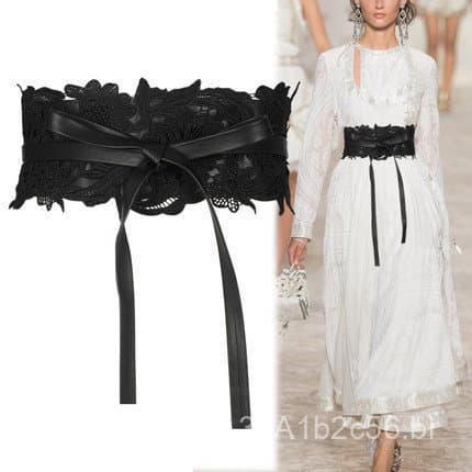 Cinto largo de renda doce estilo coreano com alças, cinto decorativo versátil para mulheres, adequado para saias e suéte
