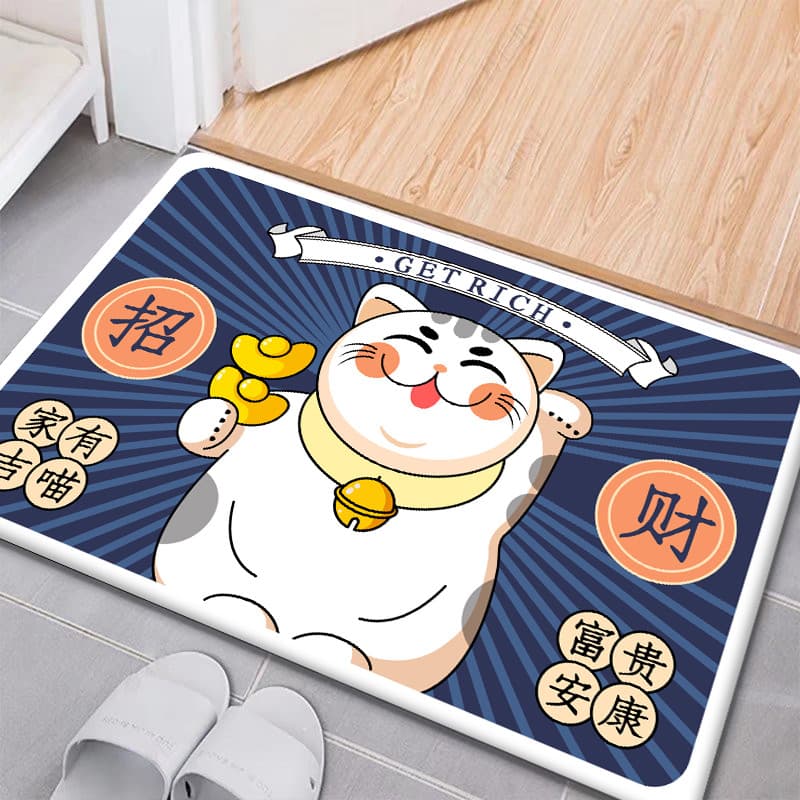 Gato bonito dos desenhos animados absorvente banheiro antiderrapante tapete quarto tapete porta de entrada porta do banh