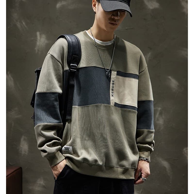 Americano Retro moletom masculino outono Design de manga comprida camiseta solta tamanho grande High street ins street W