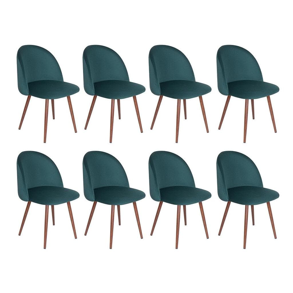 Kit 8 cadeiras estofada de jantar Maite Sedona em veludo – Verde Escuro