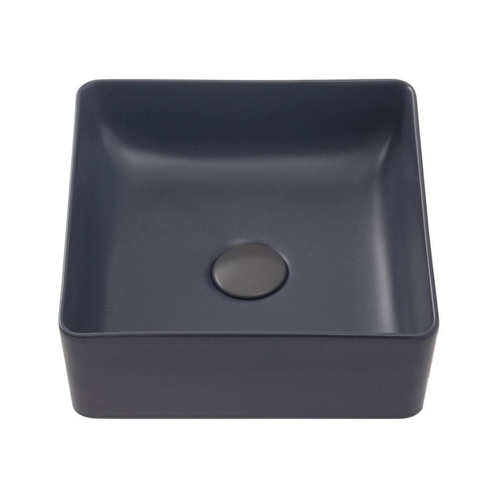 Cuba de Apoio Slim Quadrada para Banheiro Louça Cerâmica 31x31,5cm Crisoprásio Pingoo - Cinza Fosco