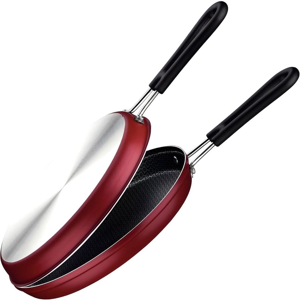Omeleteira Antiaderente Tramontina 24cm Não Gruda Vermelho Tapioca Omelete Ovo 2 lados panela dupla frigideira