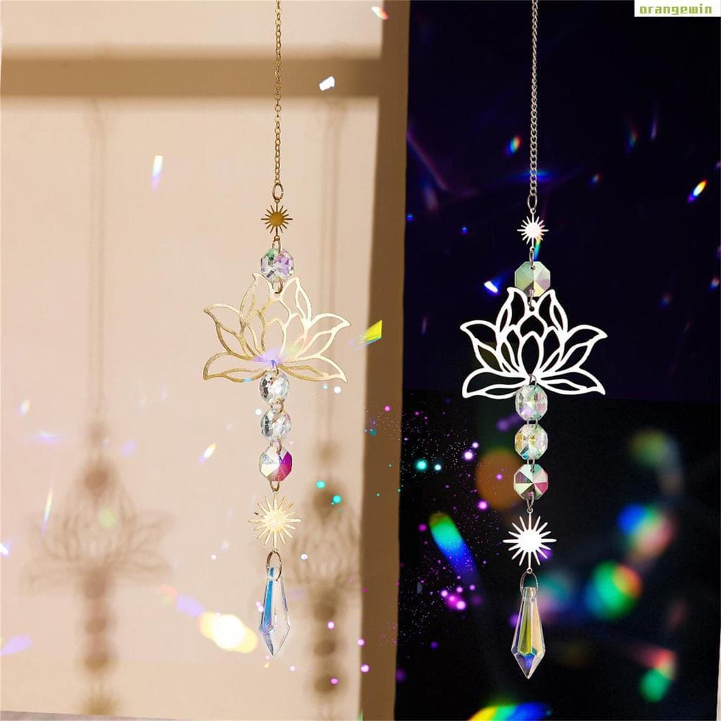 Flor De Lótus Vento Carrilhão Luz Solar Cristal Reflexivo Pendurado Arte Para Jardim Quintal Sala Estar