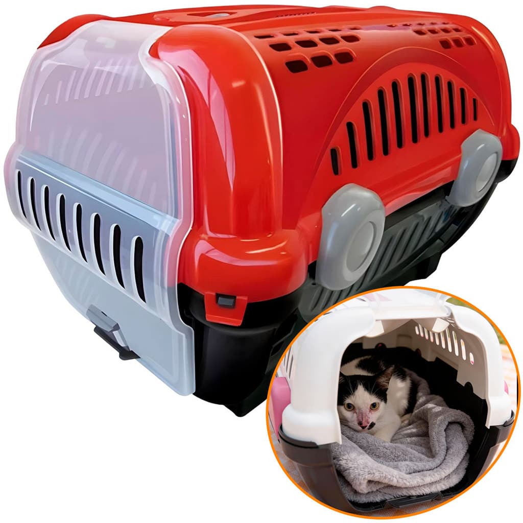 Caixa de Transporte Pet Luxo N1 47cm Cães Gatos Cachorro Pequeno Porte Viagem Furacão Pet